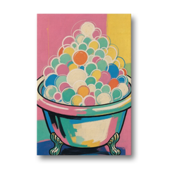 Colorful Bathroom Wall Art with Towering Bubbles - Canvas Wall Art - Front