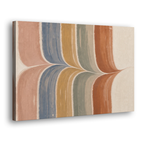 Colorful Boho Wall Art with a Gentle Stripe Wave - Canvas Wall Art - Side