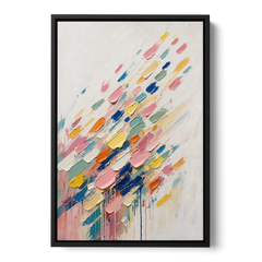 Colorful Canvas Wall Art of Confetti Strokes in Flight - Black Framed Canvas Wall Art - Front