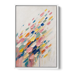 Colorful Canvas Wall Art of Confetti Strokes in Flight - White Framed Canvas Wall Art - Front