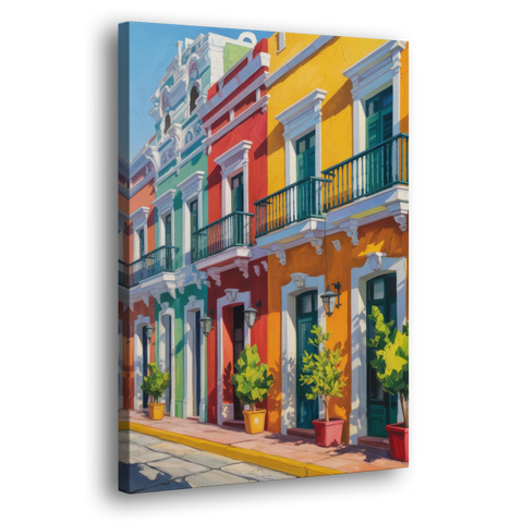 Colorful Centro Facades - Canvas Wall Art - Side