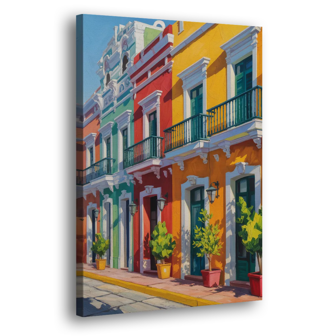 Colorful Centro Facades Side - Canvas Wall Art
