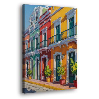 Colorful Centro Facades Side - Canvas Wall Art
