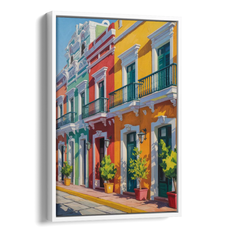 Colorful Centro Facades Side - White Canvas Wall Art