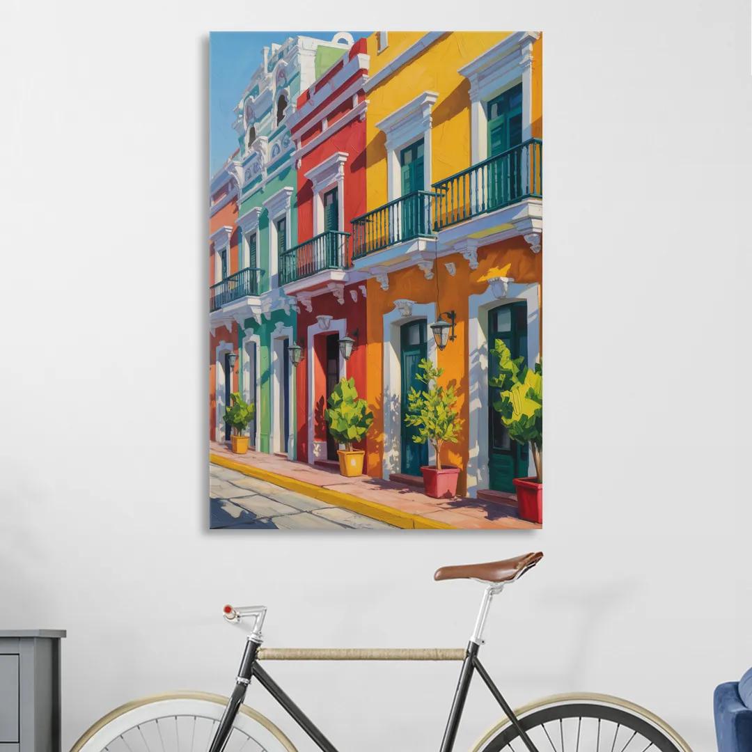Colorful Centro Facades Sitting Room - Canvas Wall Art