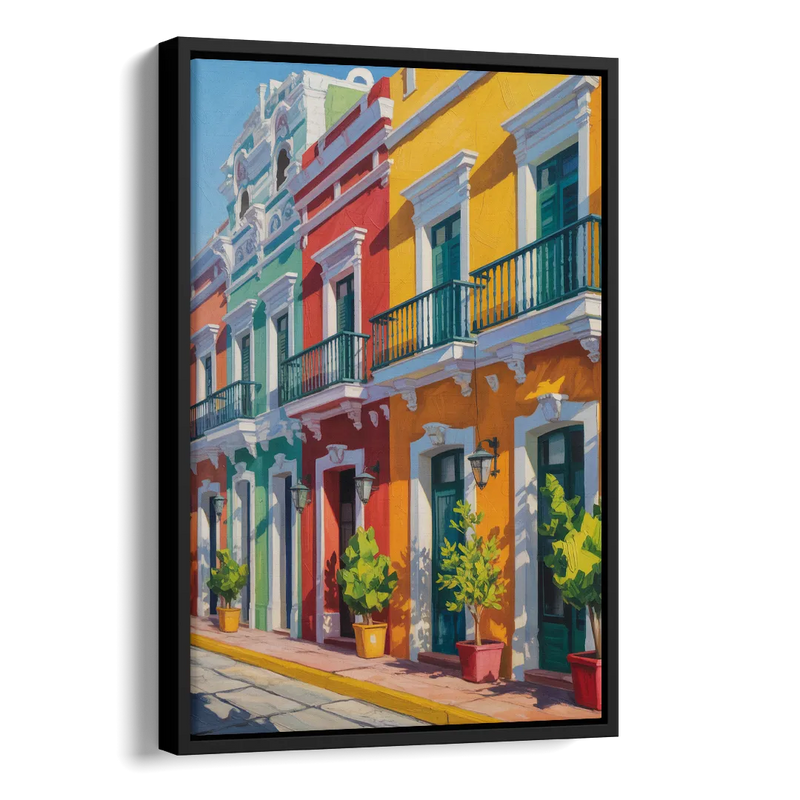 Colorful Centro Facades Side - Black Canvas Wall Art