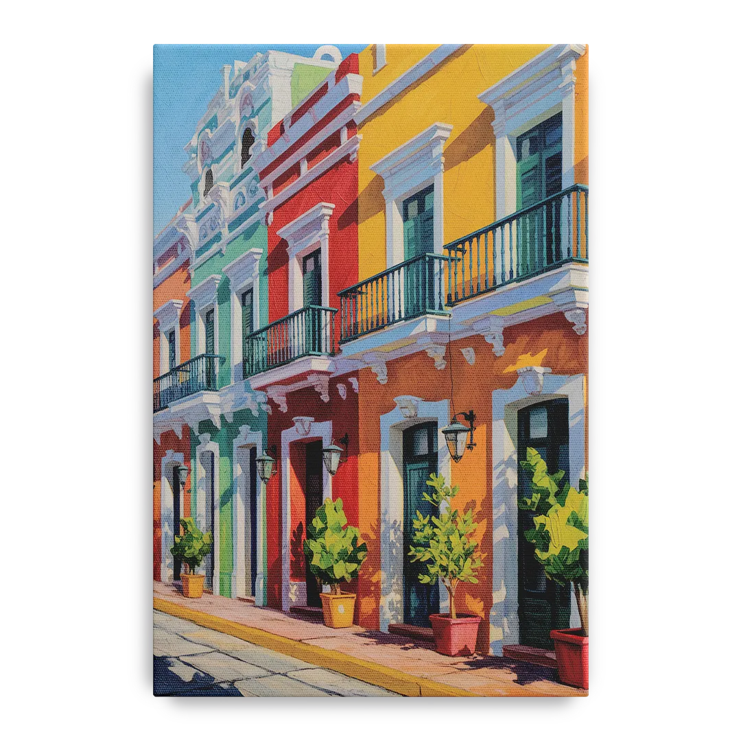 Colorful Centro Facades Front - Canvas Wall Art