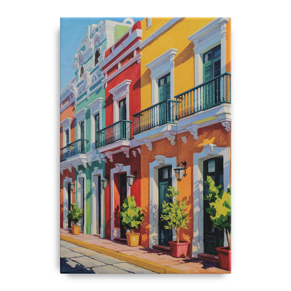 Colorful Centro Facades Front - Canvas Wall Art