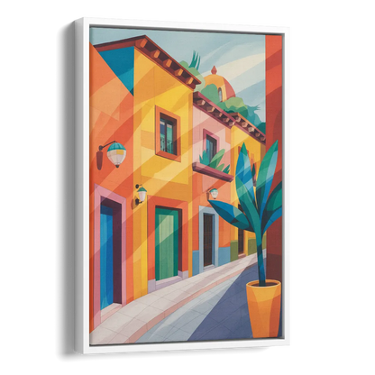 Colorful Centro Streets Side - White Canvas Wall Art