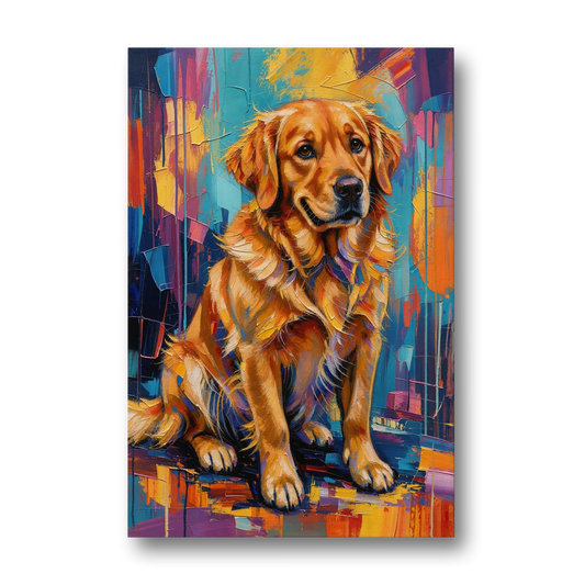 Colorful Golden Retriever Portrait - Canvas Wall Art - Front