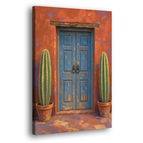 Colorful Mexican Wall Art of a Talavera Door - Canvas Wall Art - Side