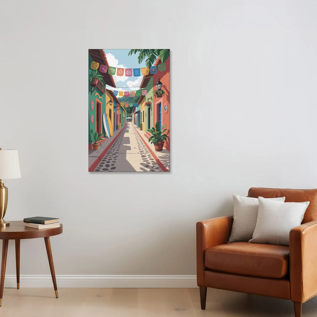 Colorful Sayulita Streets - Canvas Wall Art - Sofa - 24x36