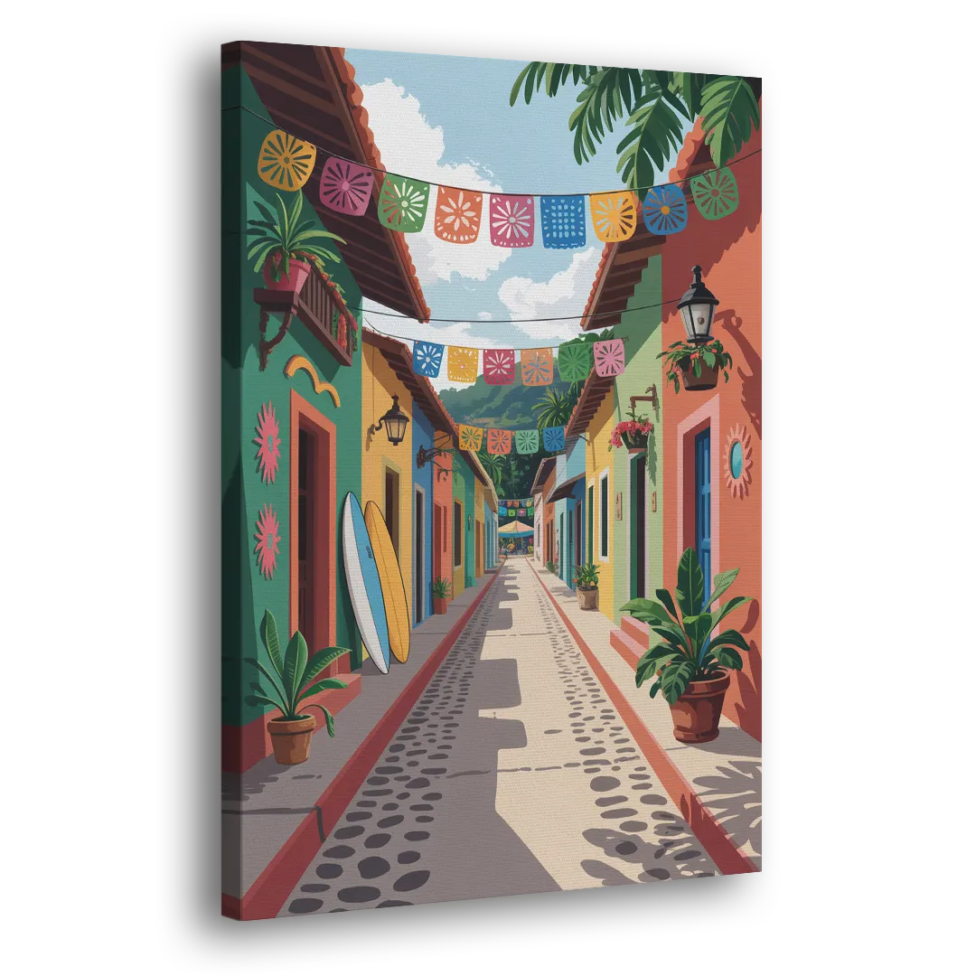 Colorful Sayulita Streets Side - Canvas Wall Art