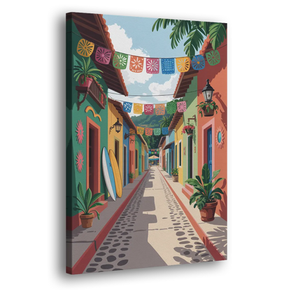 Colorful Sayulita Streets Side - Canvas Wall Art