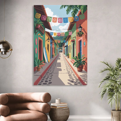 Colorful Sayulita Streets Sitting Room - Canvas Wall Art