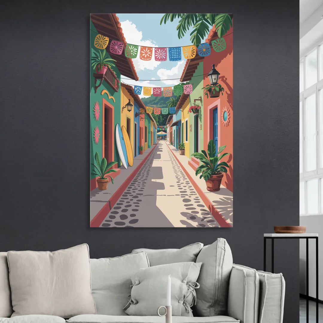 Colorful Sayulita Streets Living Room - Canvas Wall Art