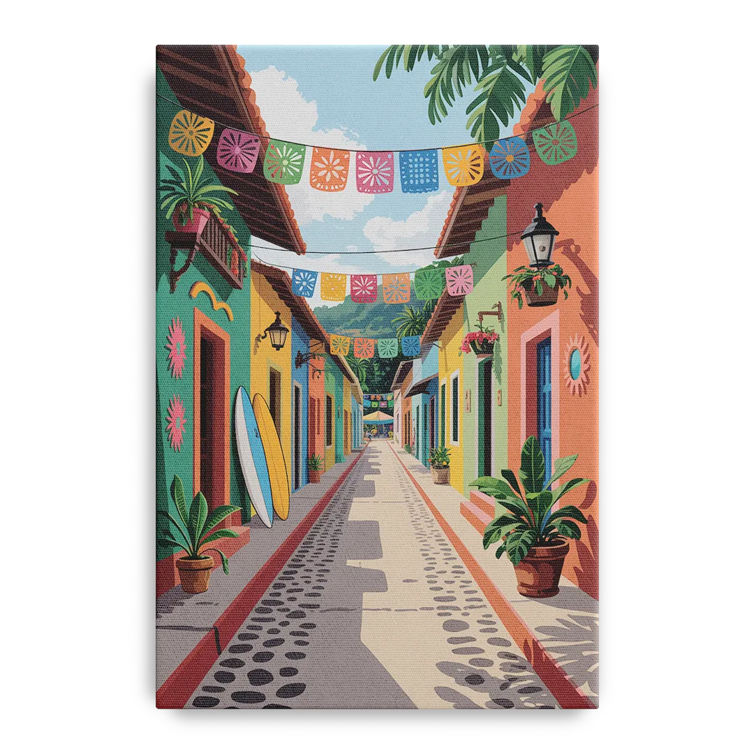 Colorful Sayulita Streets Front - Canvas Wall Art