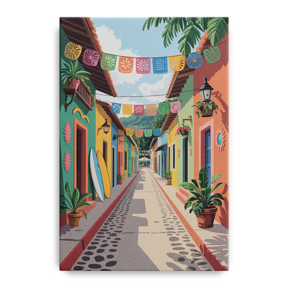 Colorful Sayulita Streets Front - Canvas Wall Art