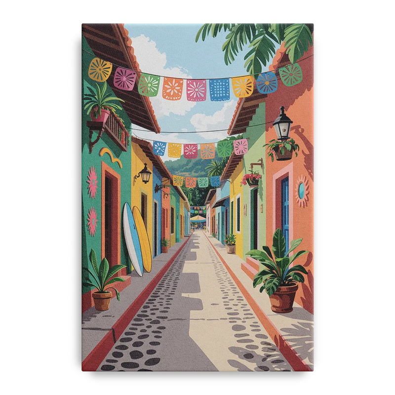 Colorful Sayulita Streets Front - Canvas Wall Art