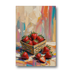 Colorful Strawberry Basket Overflowing for the Kitchen - Canvas Wall Art - Front