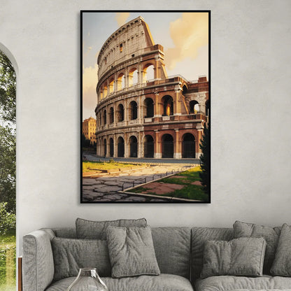 Colosseum Majesty Living Room - Black Canvas Wall Art