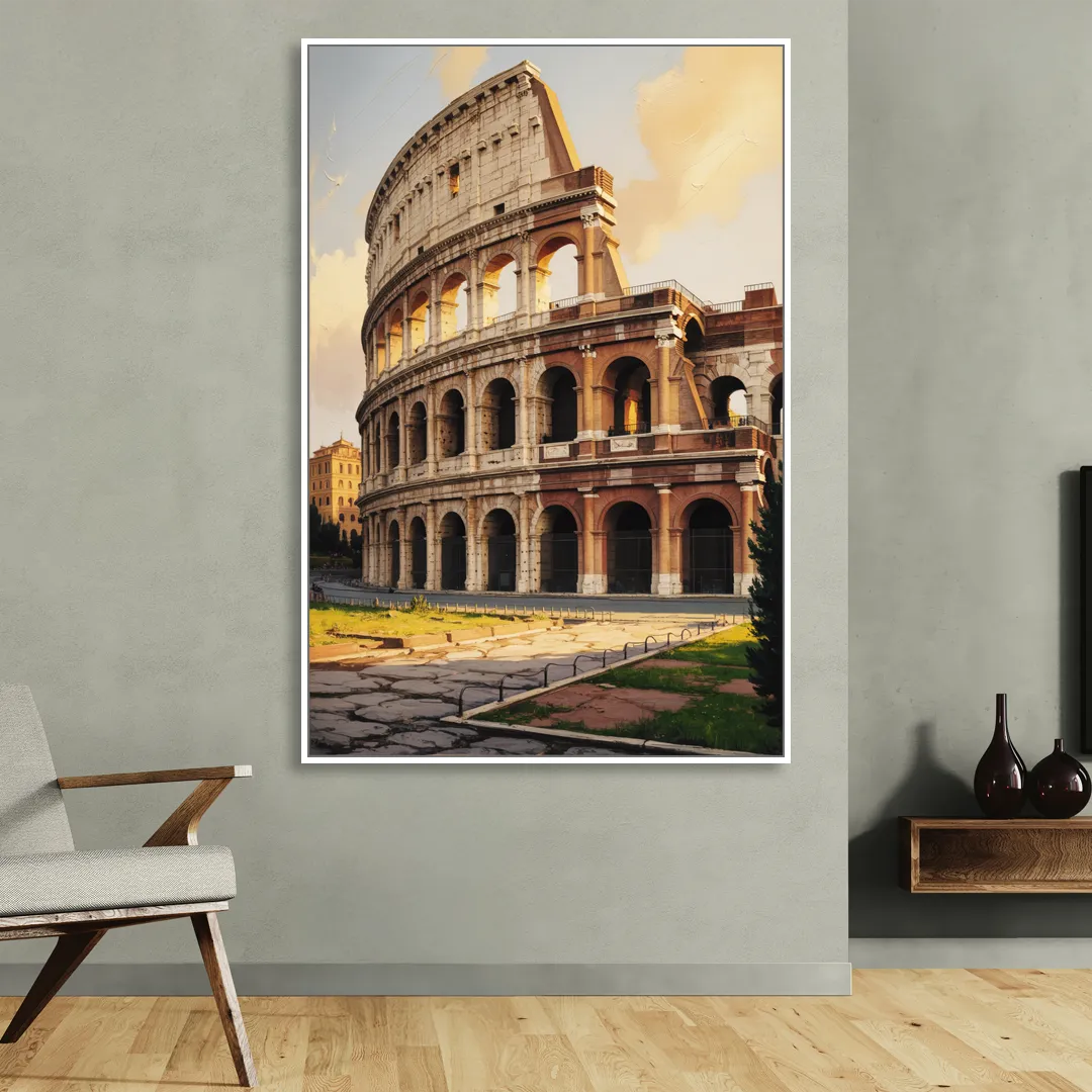 Colosseum Majesty Sitting Room - White Canvas Wall Art