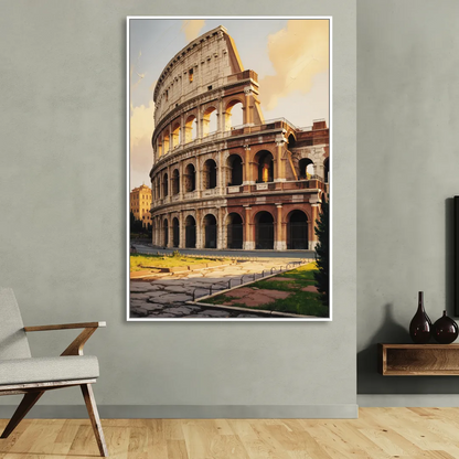 Colosseum Majesty Sitting Room - White Canvas Wall Art