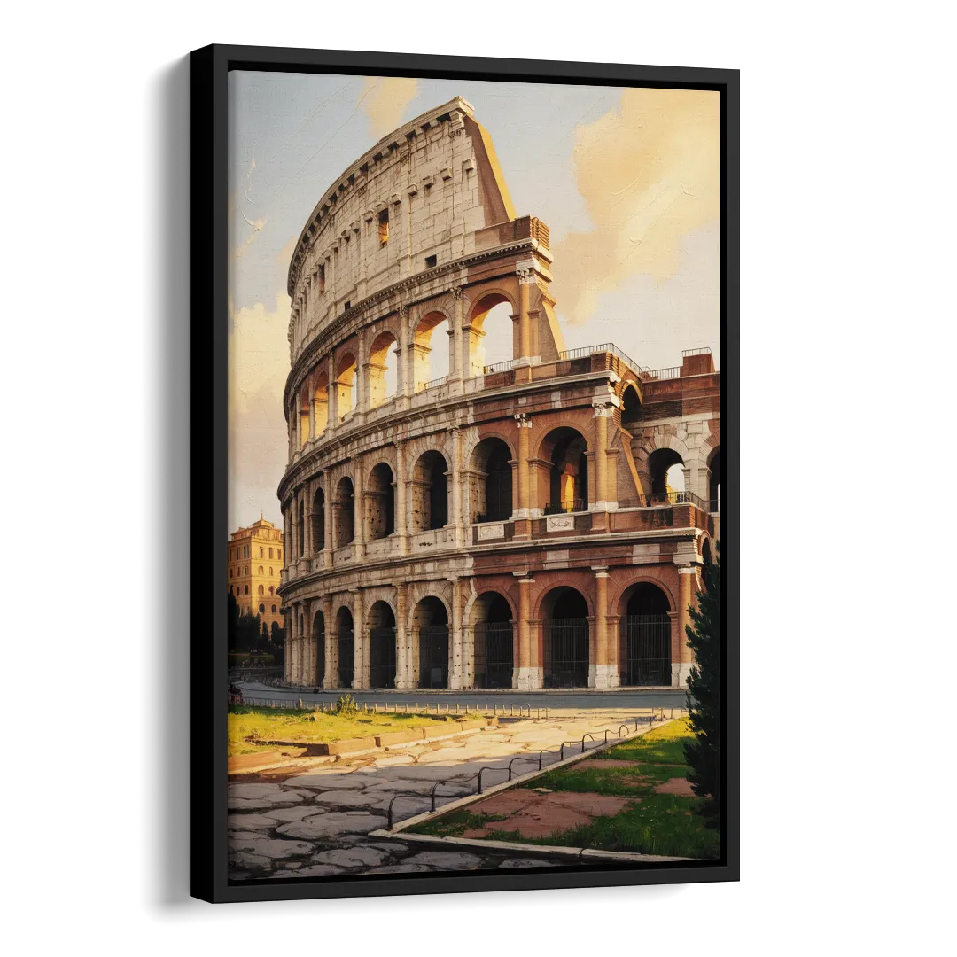 Colosseum Majesty Side - Black Canvas Wall Art