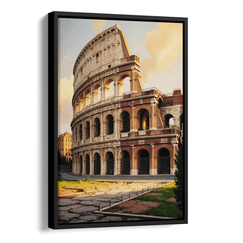 Colosseum Majesty Side - Black Canvas Wall Art