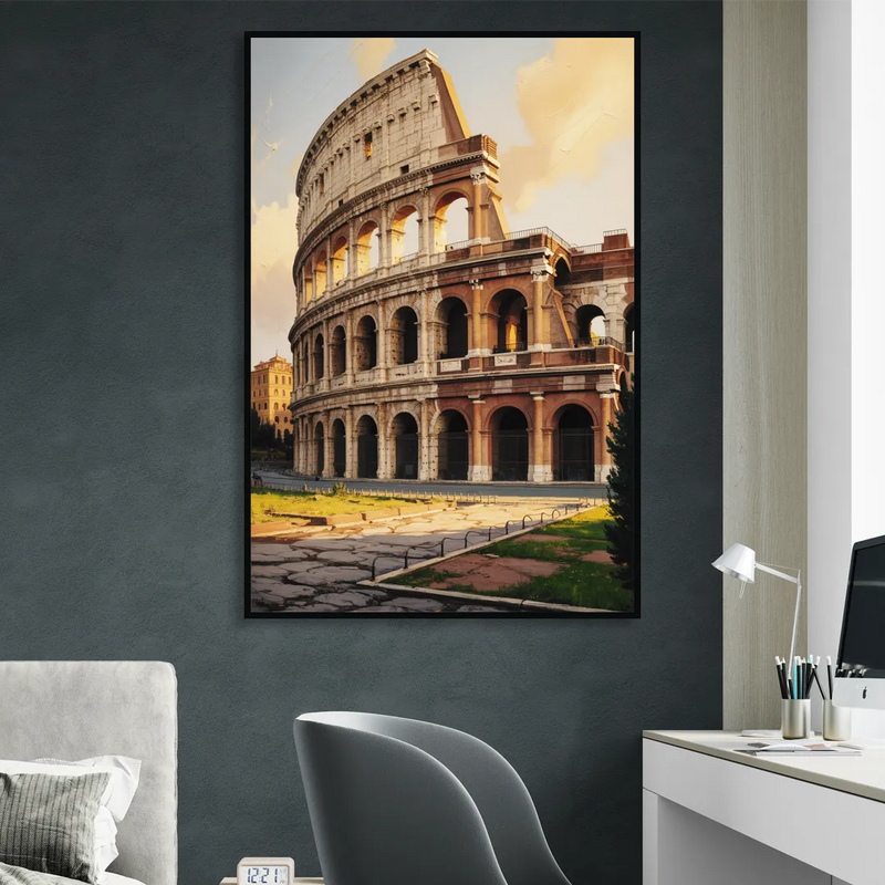 Colosseum Majesty Sitting Room - Black Canvas Wall Art