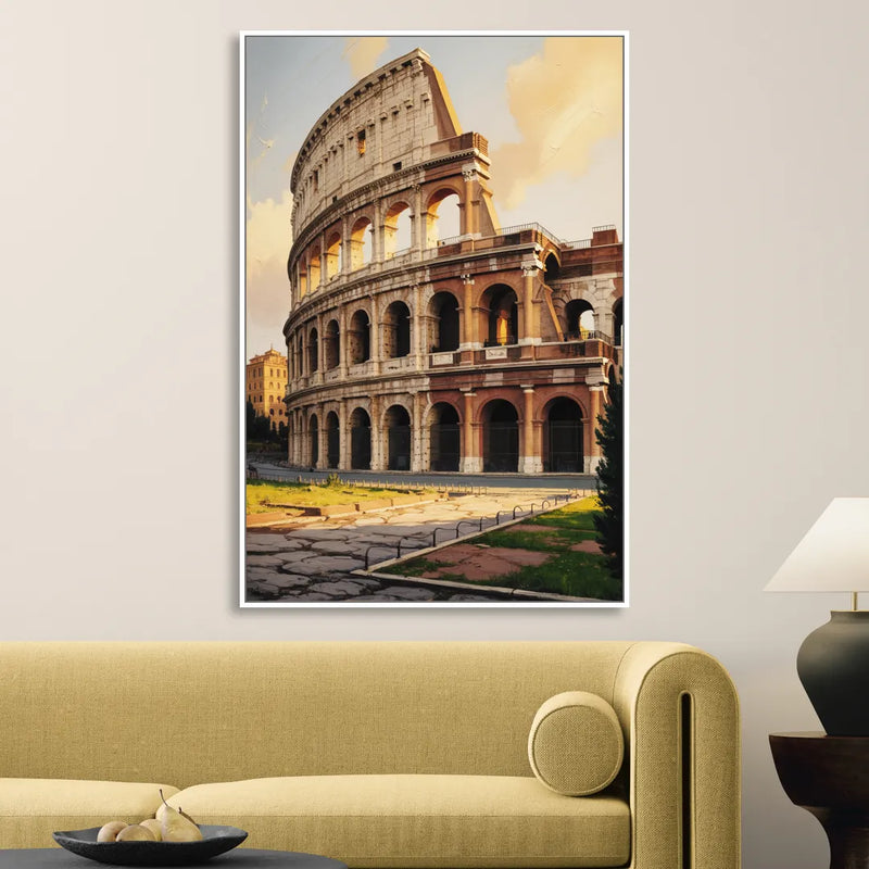 Colosseum Majesty Living Room - White Canvas Wall Art