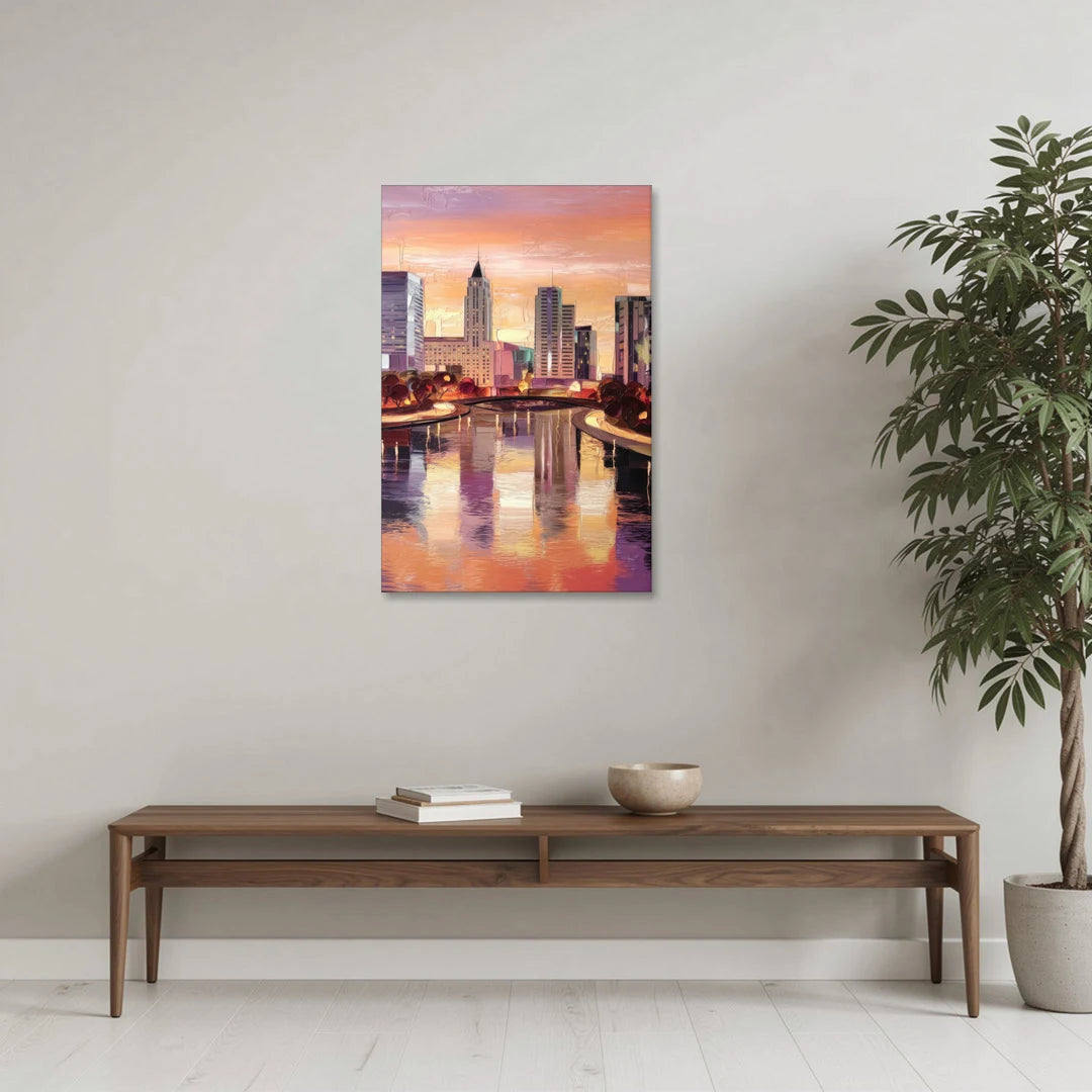 Columbus Cityscape Reflection - Canvas Wall Art - Coffee Table - 24x36