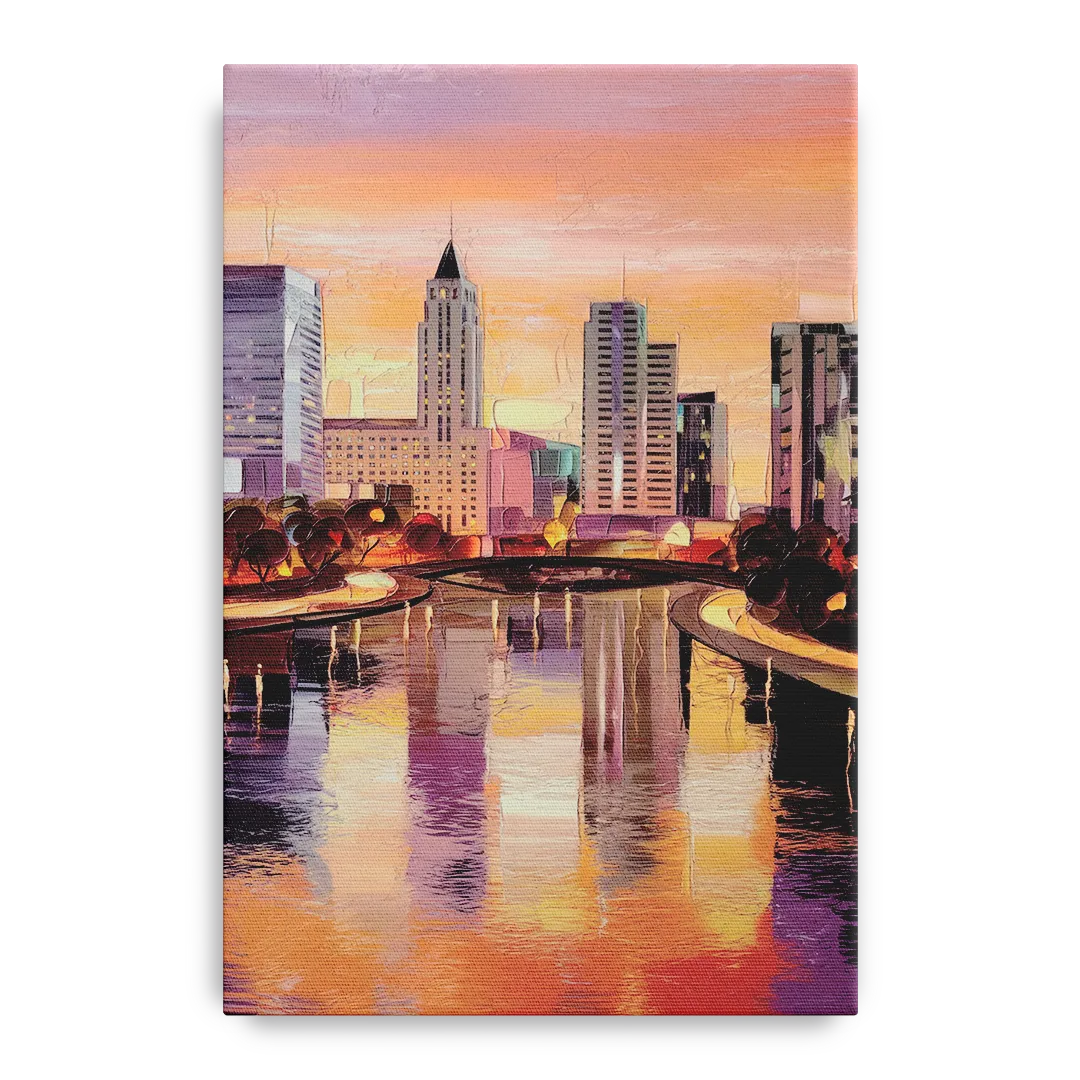 Columbus Cityscape Reflection Front - Canvas Wall Art
