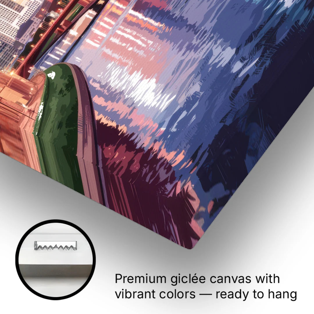 Columbus Downtown Panorama - Canvas Wall Art - Gallery Wrap Corner