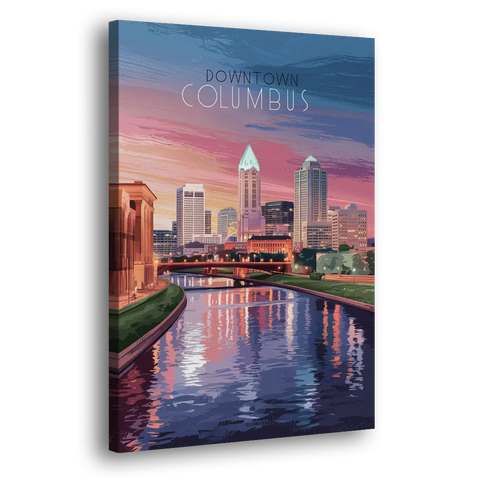 Columbus Downtown Panorama - Canvas Wall Art
