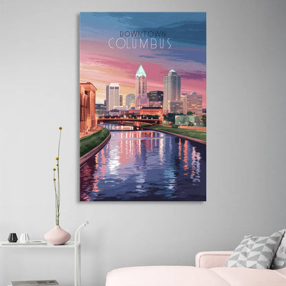 Columbus Downtown Panorama Sitting Room - Canvas Wall Art
