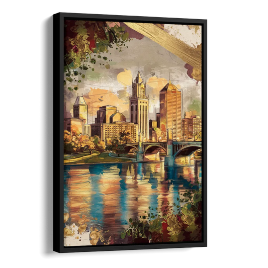 Columbus Historic Landmarks Side - Black Canvas Wall Art