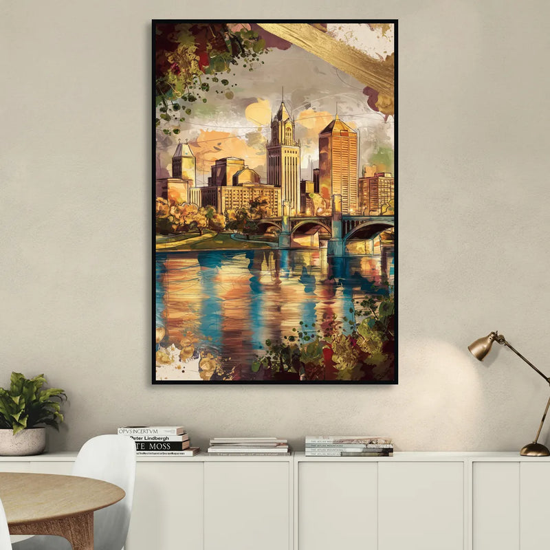 Columbus Historic Landmarks Sitting Room - Black Canvas Wall Art