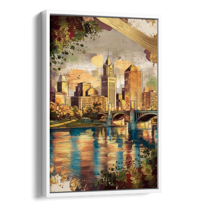 Columbus Historic Landmarks Side - White Canvas Wall Art