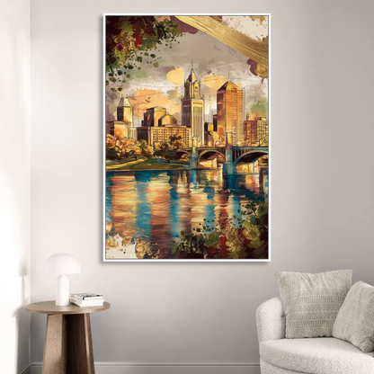 Columbus Historic Landmarks Sitting Room - White Canvas Wall Art
