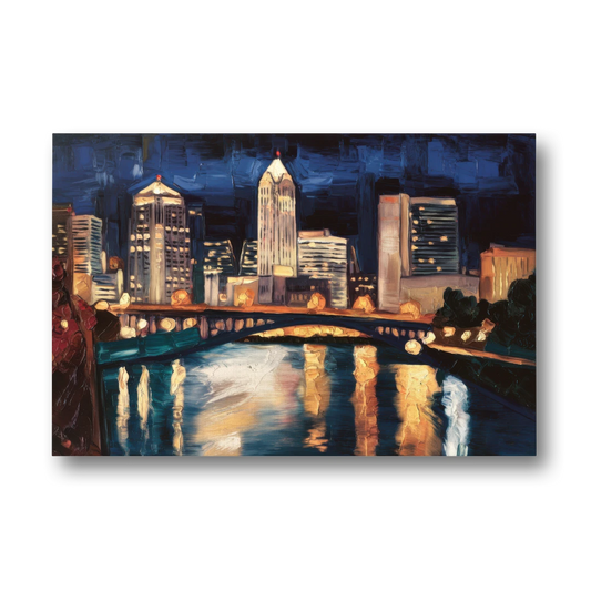 Columbus Nighttime Skyline - Canvas Wall Art - Front