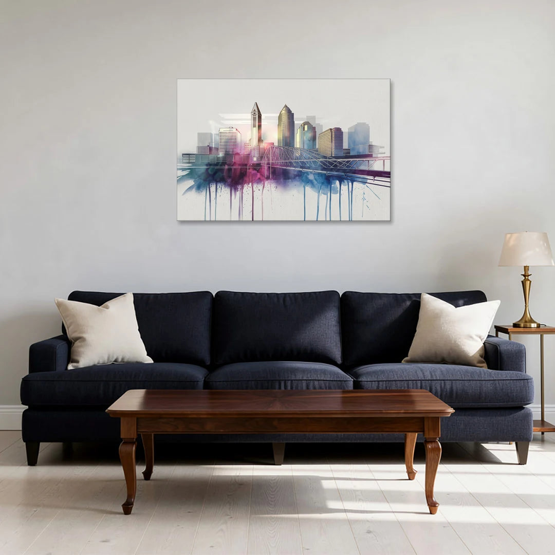 Columbus Ohio Skyline - Canvas Wall Art - Sofa - 36x24