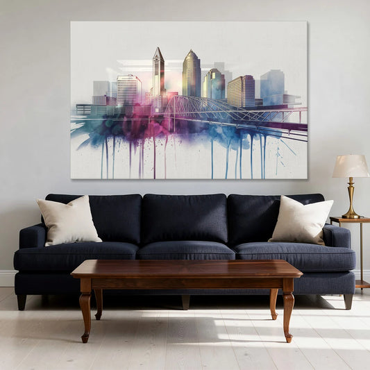 Columbus Ohio Skyline - Canvas Wall Art - Sofa - 60x40