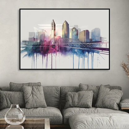 Columbus Ohio Skyline Sitting Room - Black Canvas Wall Art