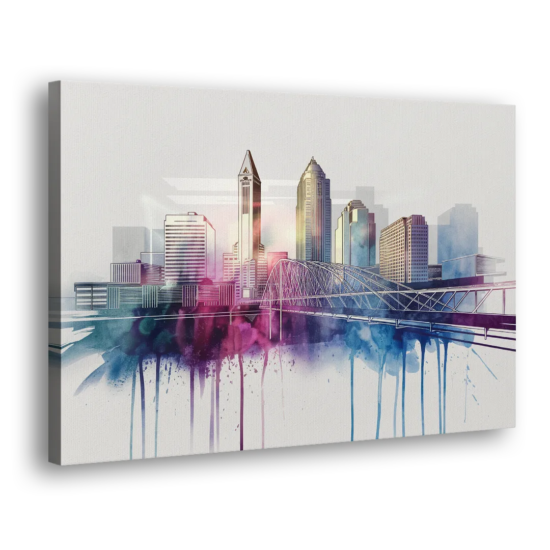 Columbus Ohio Skyline Side - Canvas Wall Art