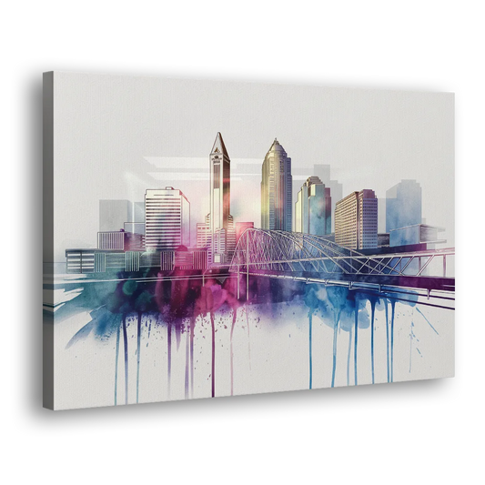 Columbus Ohio Skyline Side - Canvas Wall Art