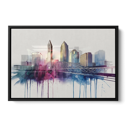 Columbus Ohio Skyline Front - Black Canvas Wall Art
