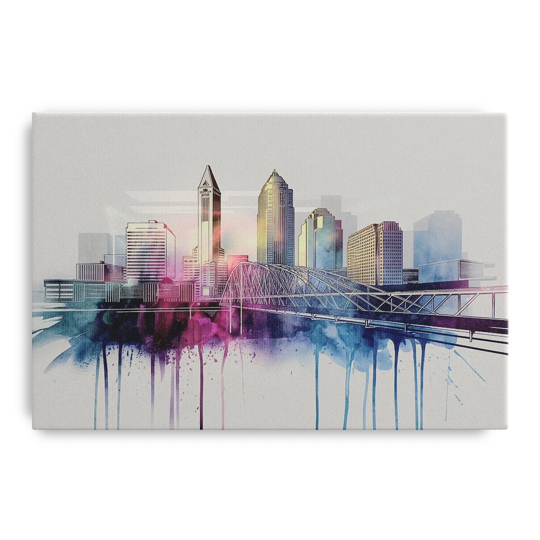 Columbus Ohio Skyline Front - Canvas Wall Art