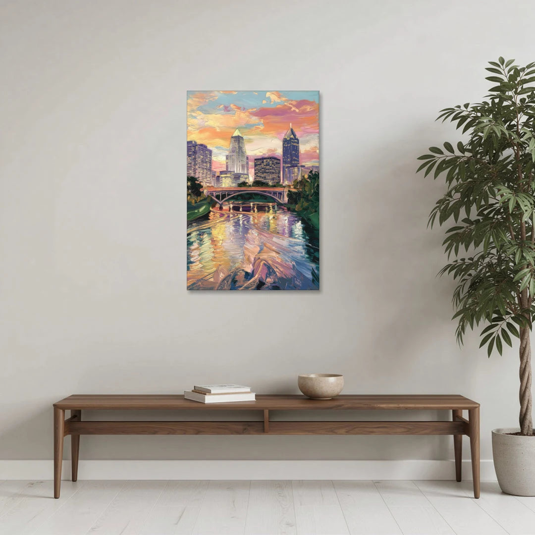 Columbus Scioto River View - Canvas Wall Art - Coffee Table - 24x36
