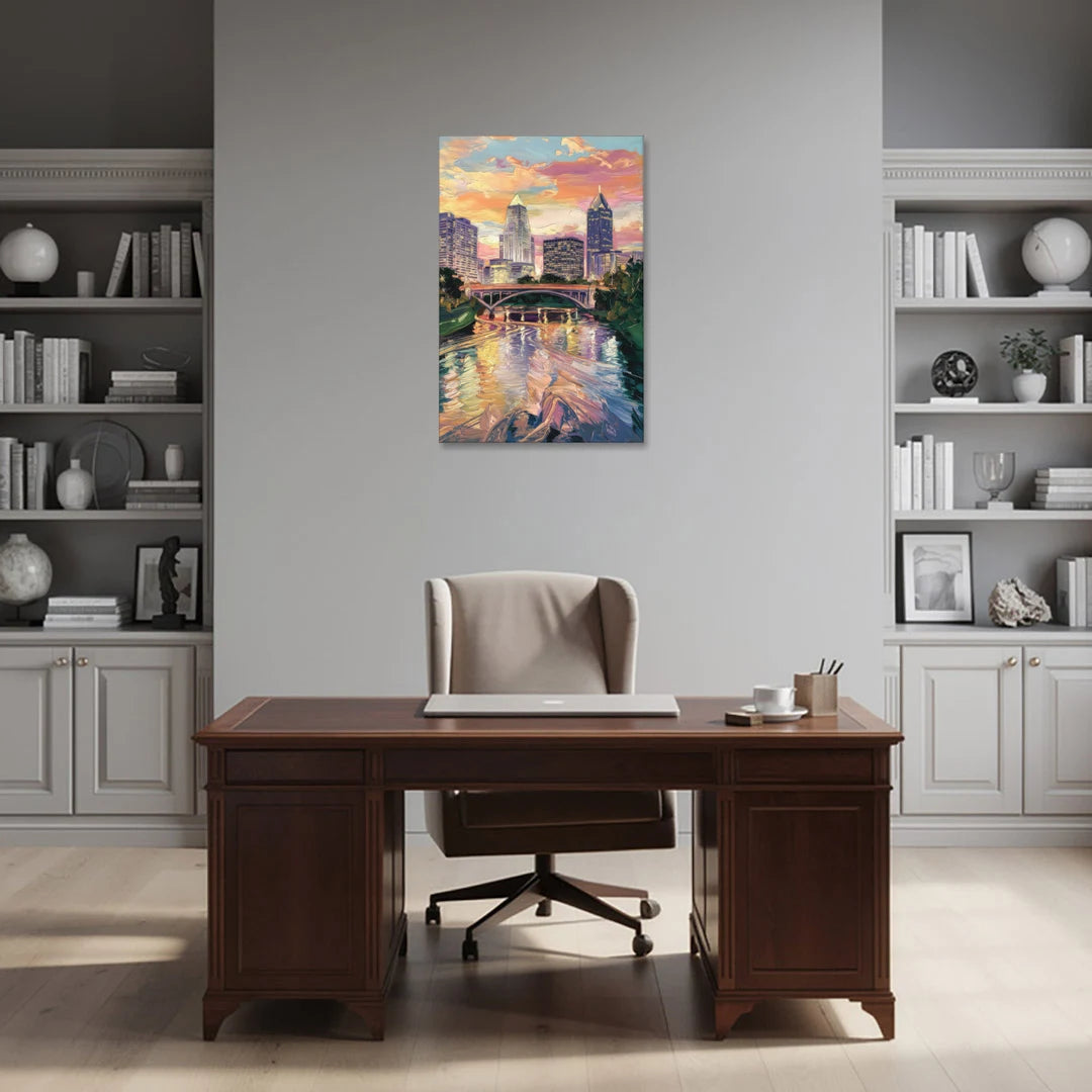 Columbus Scioto River View - Canvas Wall Art - Office - 24x36